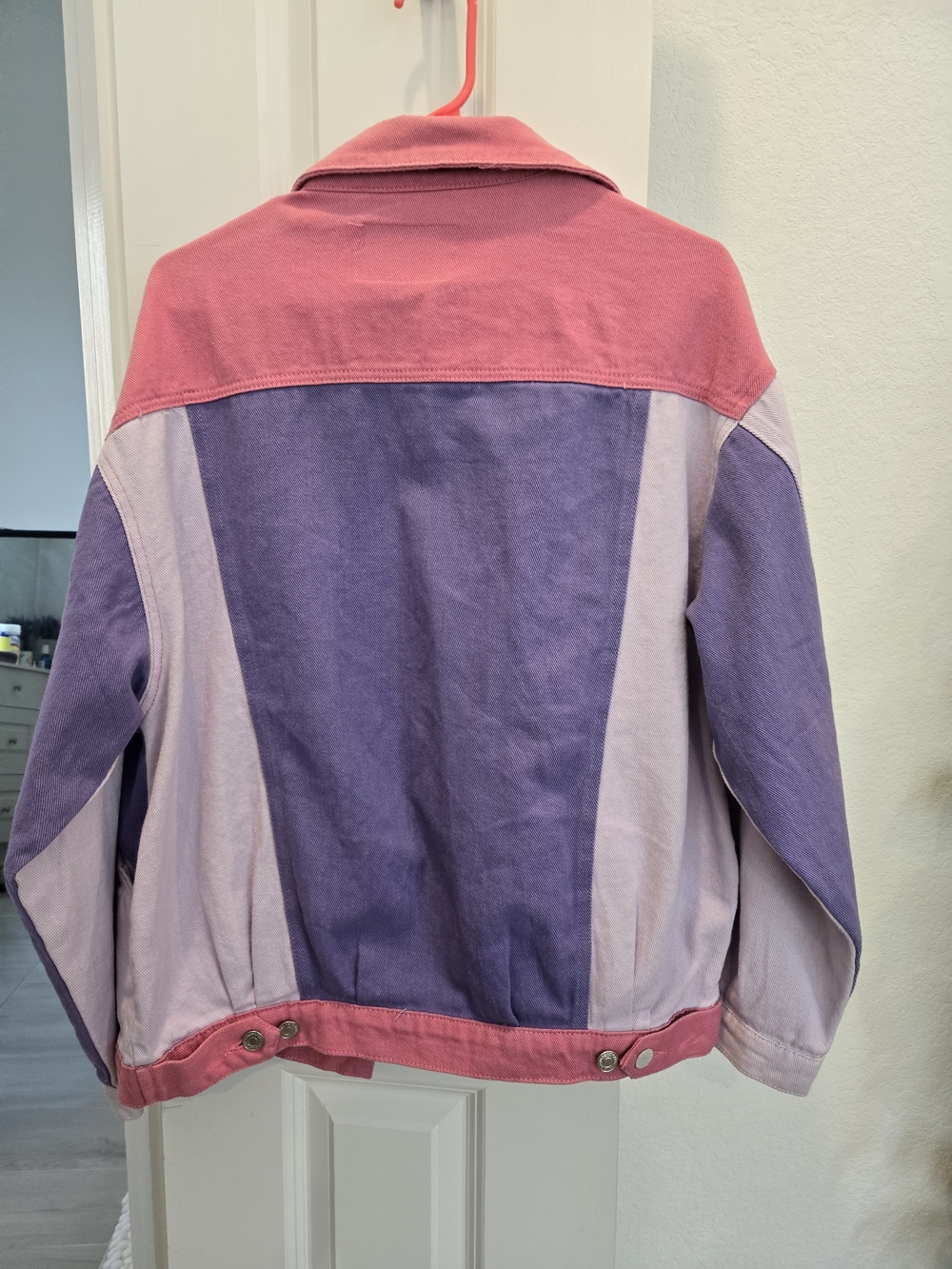 Signature8 Pink and Lavender Colorblock Denim Jacket - Picture 6 of 11